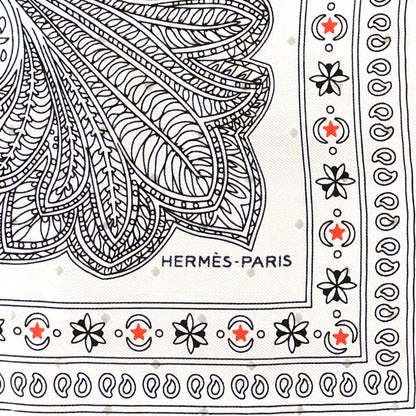 Hermes Silk Le Jardin De La Maharani Bandana Scarf 55 Black White 2 of 3