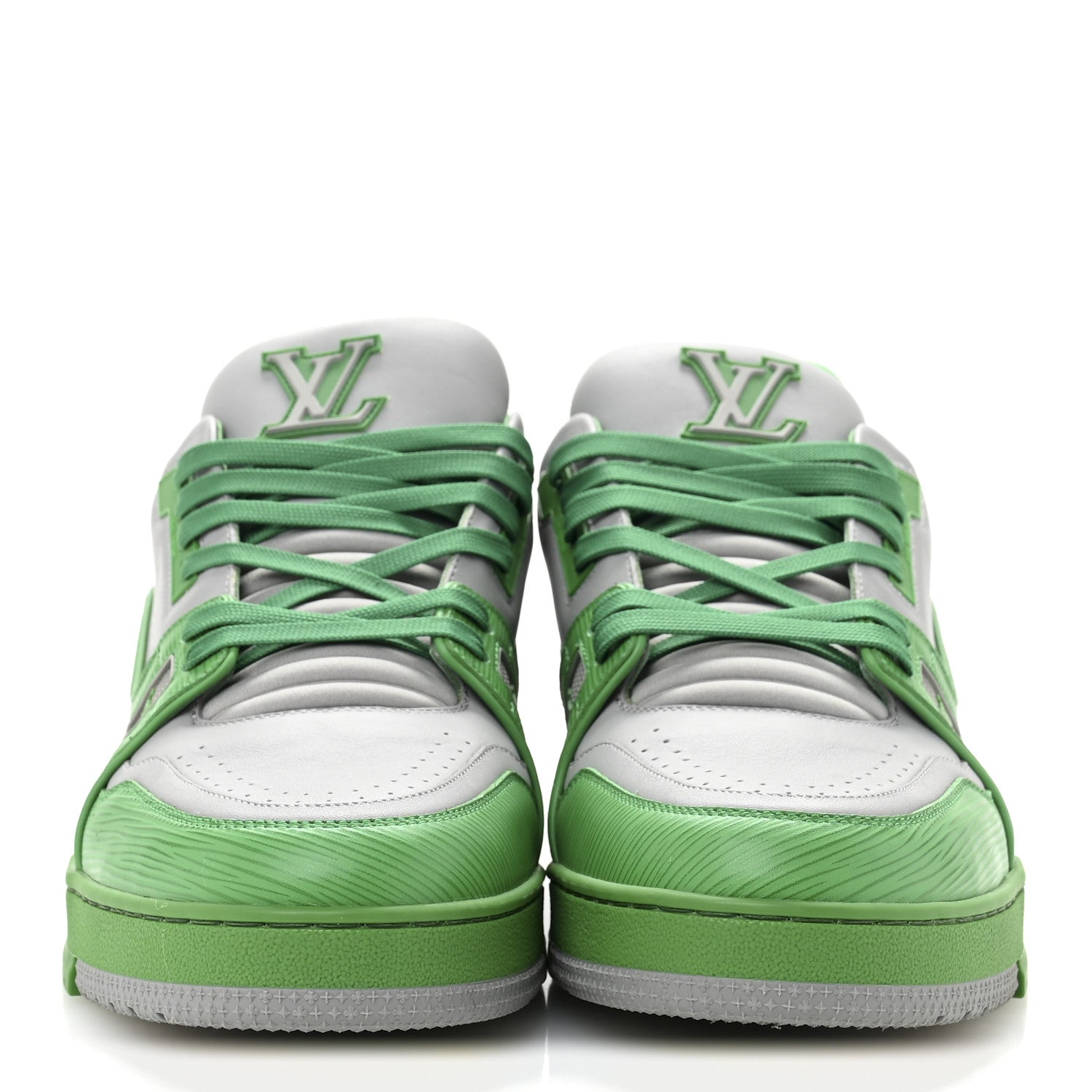 Louis Vuitton Calfskin Epi Mens LV Trainer Sneakers 11 Green Grey 3 of 9