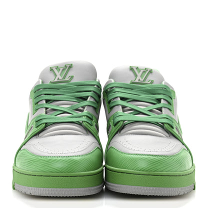Louis Vuitton Calfskin Epi Mens LV Trainer Sneakers 11 Green Grey 3 of 9