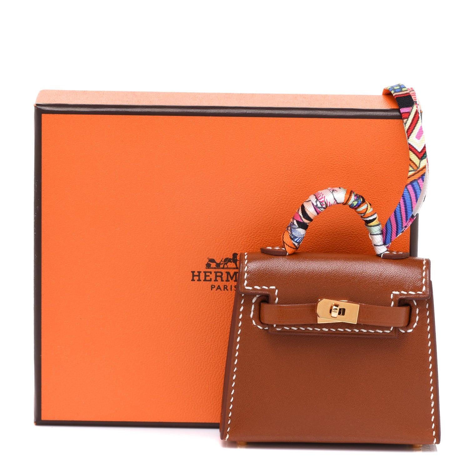 Hermes Tadelakt Mini Kelly Twilly Bag Charm Fauve 6 of 6