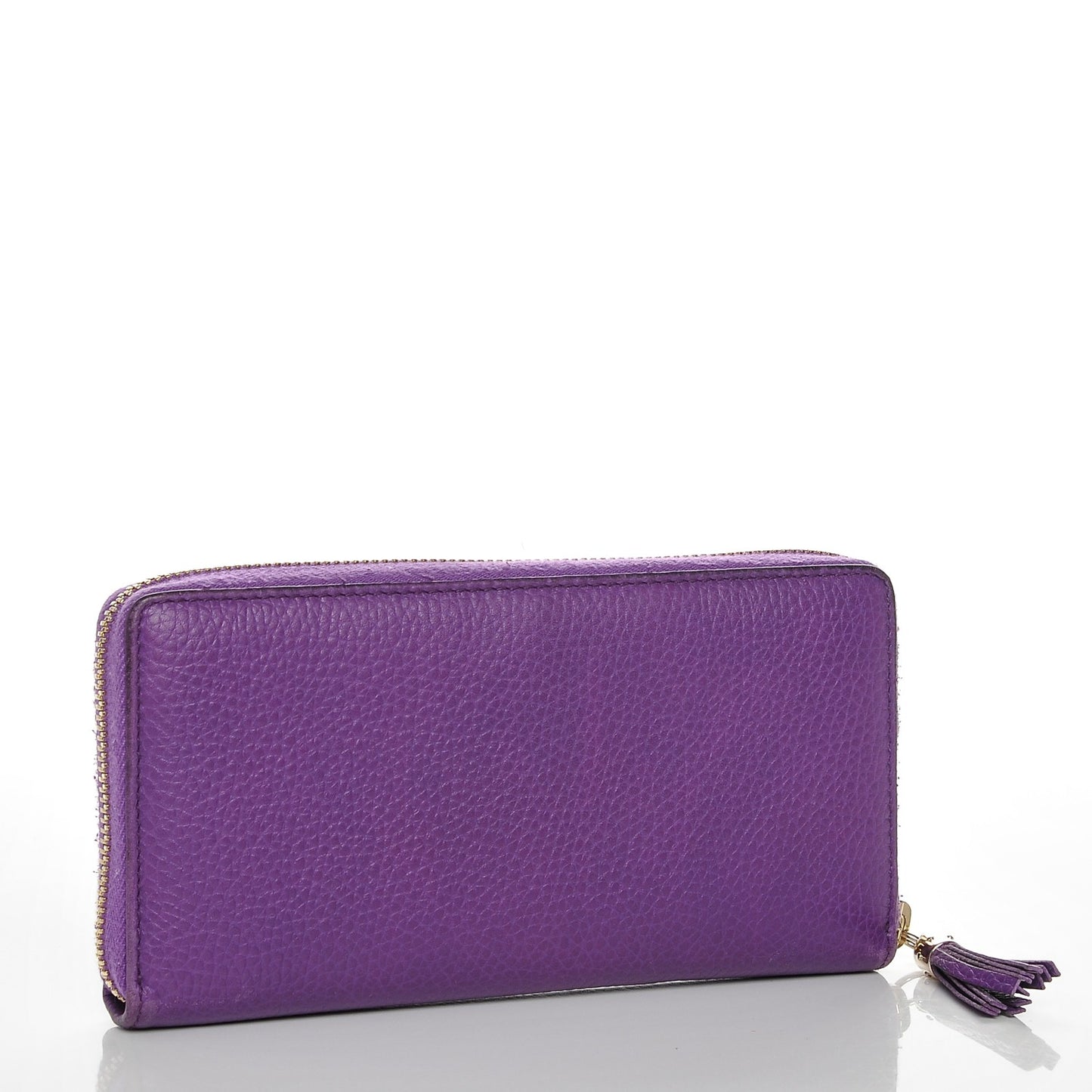 Pebbled Calfskin Soho Zip Around Wallet Shine Purple