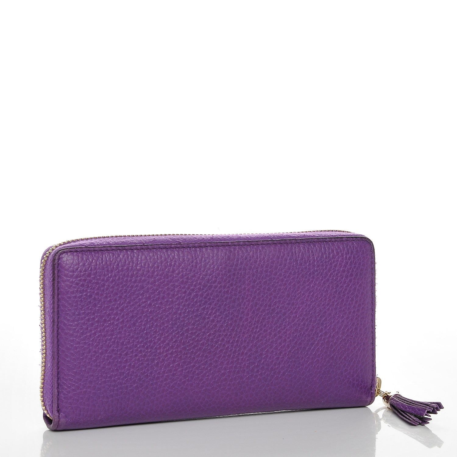 Gucci Pebbled Calfskin Soho Zip Around Wallet Shine Purple 3 of 6