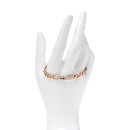 Hermes 18K Rose Gold Diamond PM Kelly Gourmette Bracelet SH 2 of 6