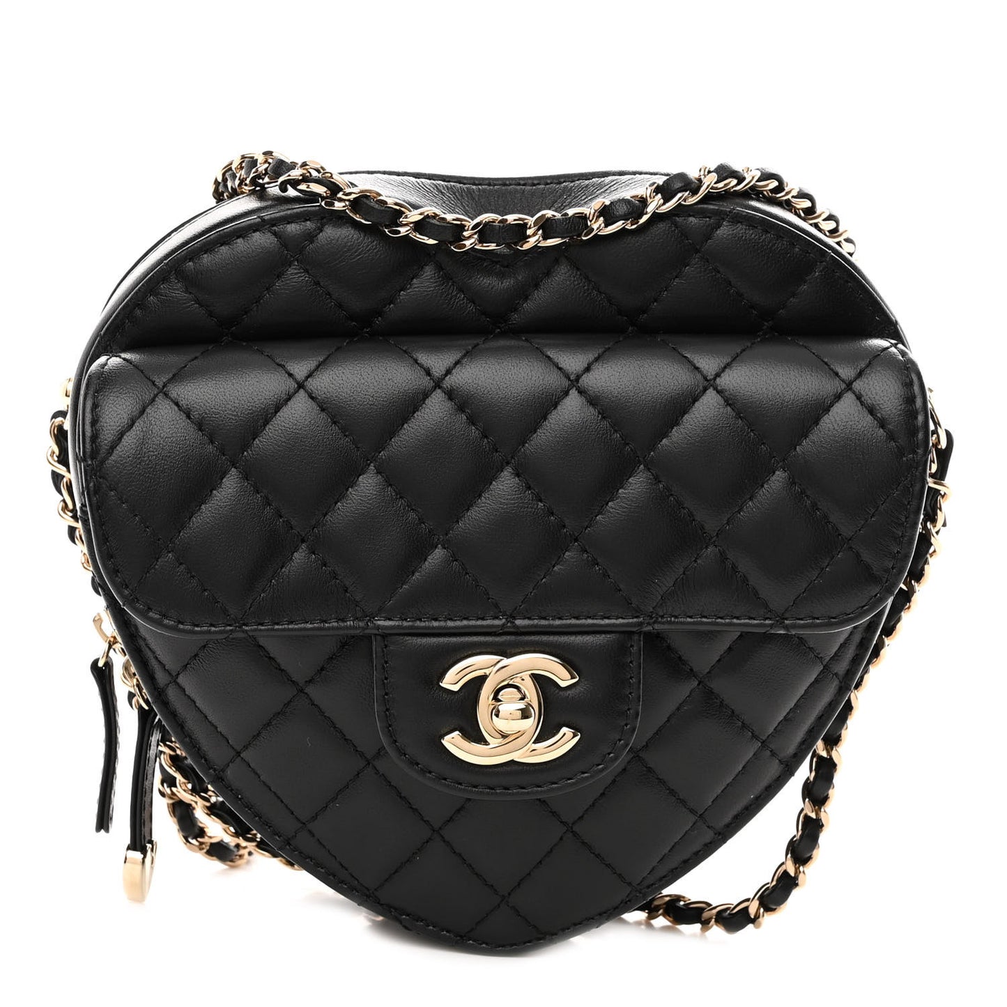 Lambskin Quilted CC In Love Heart Bag Black