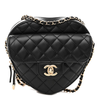 Chanel Lambskin Quilted CC In Love Heart Bag Black 1 of 10