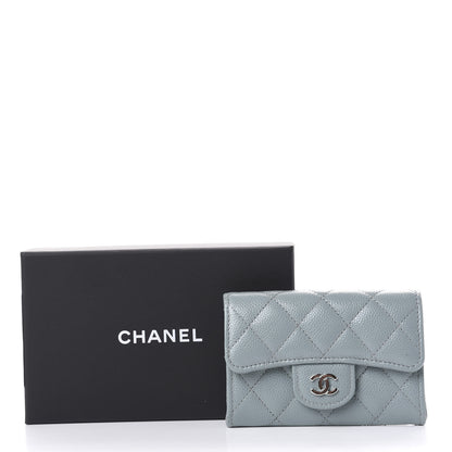 Chanel Caviar Quilted Flap Card Holder Wallet Light Blue 10 of 10