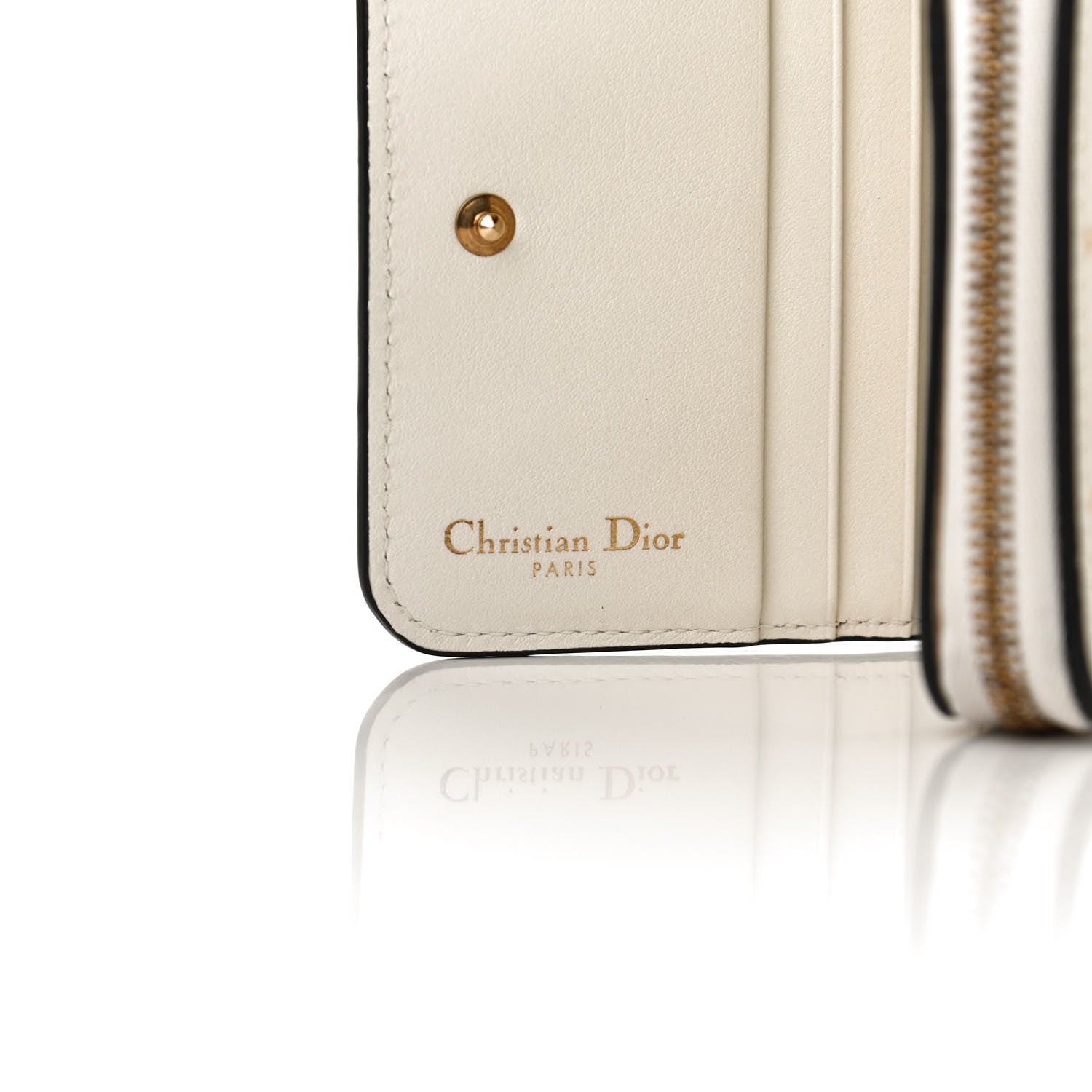 Christian Dior Calfskin Stars Voyageur French Wallet White Gold 7 of 9