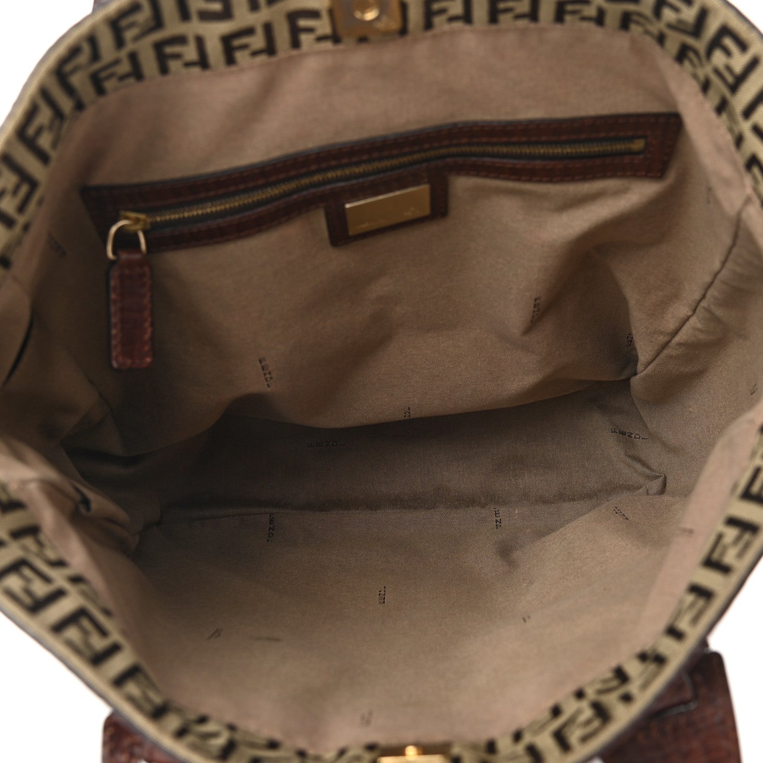 Fendi Zucchino Vitello Shopping Tote Mogano Panna Bruciato 5 of 10