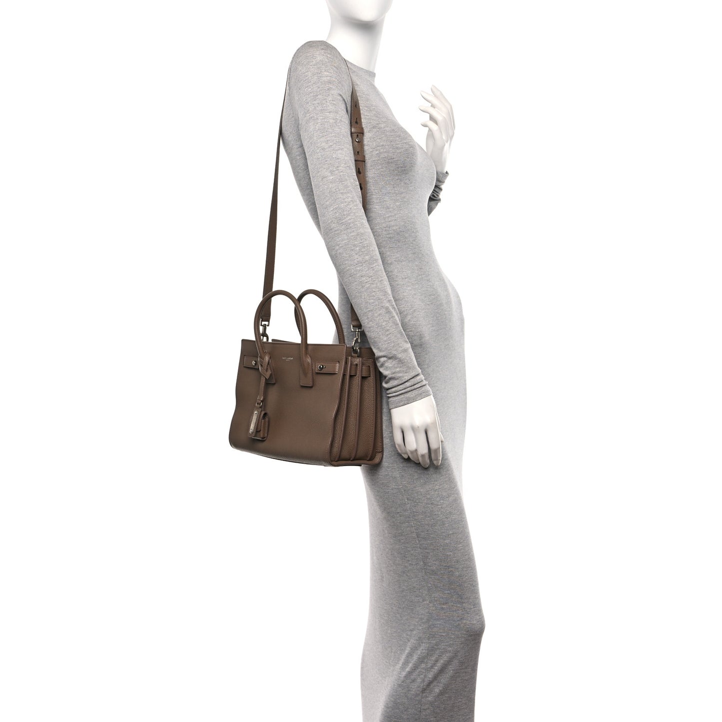 Grained Calfskin Baby Sac De Jour Souple Taupe