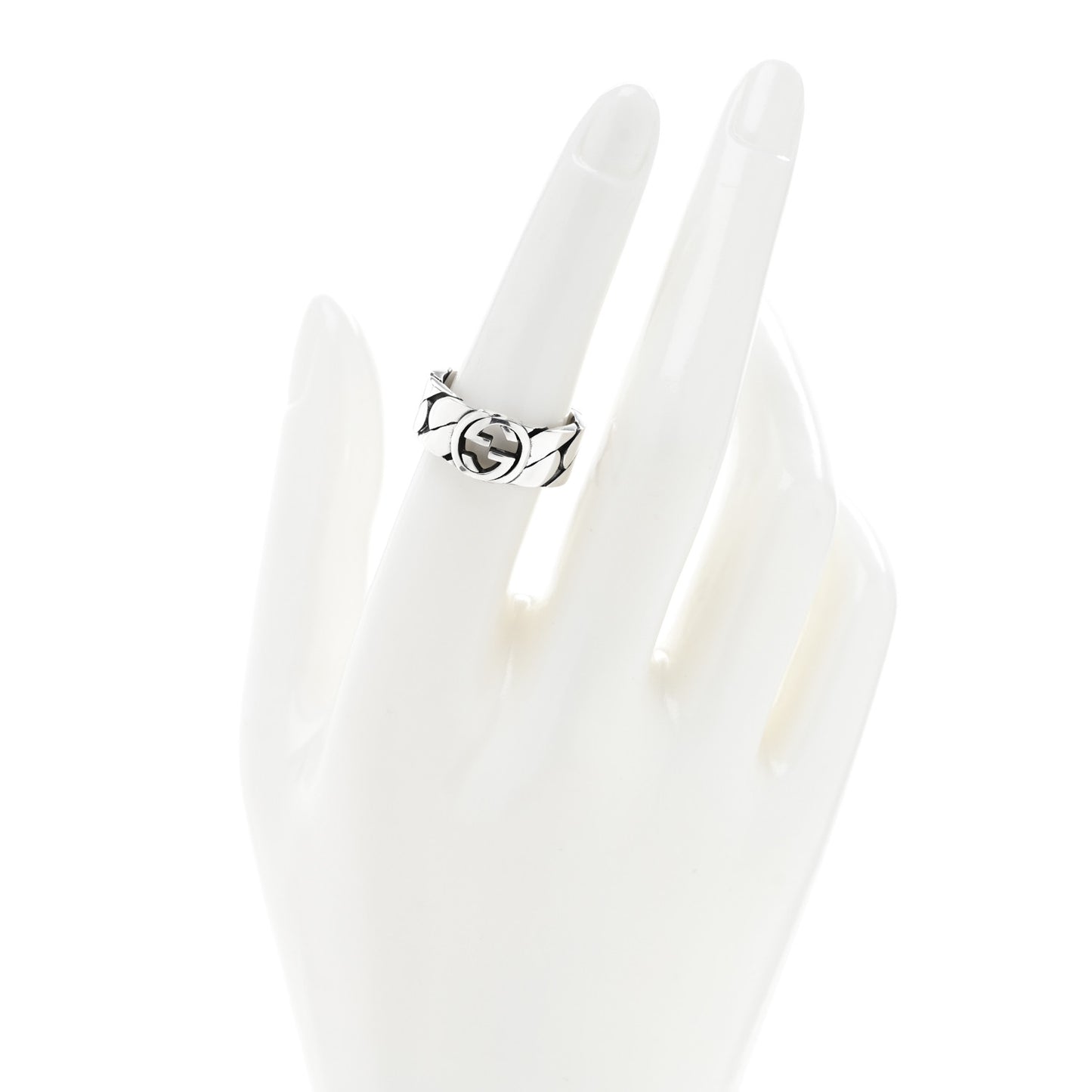 Sterling Silver Interlocking G Chainlink Wide Band Ring 54 7