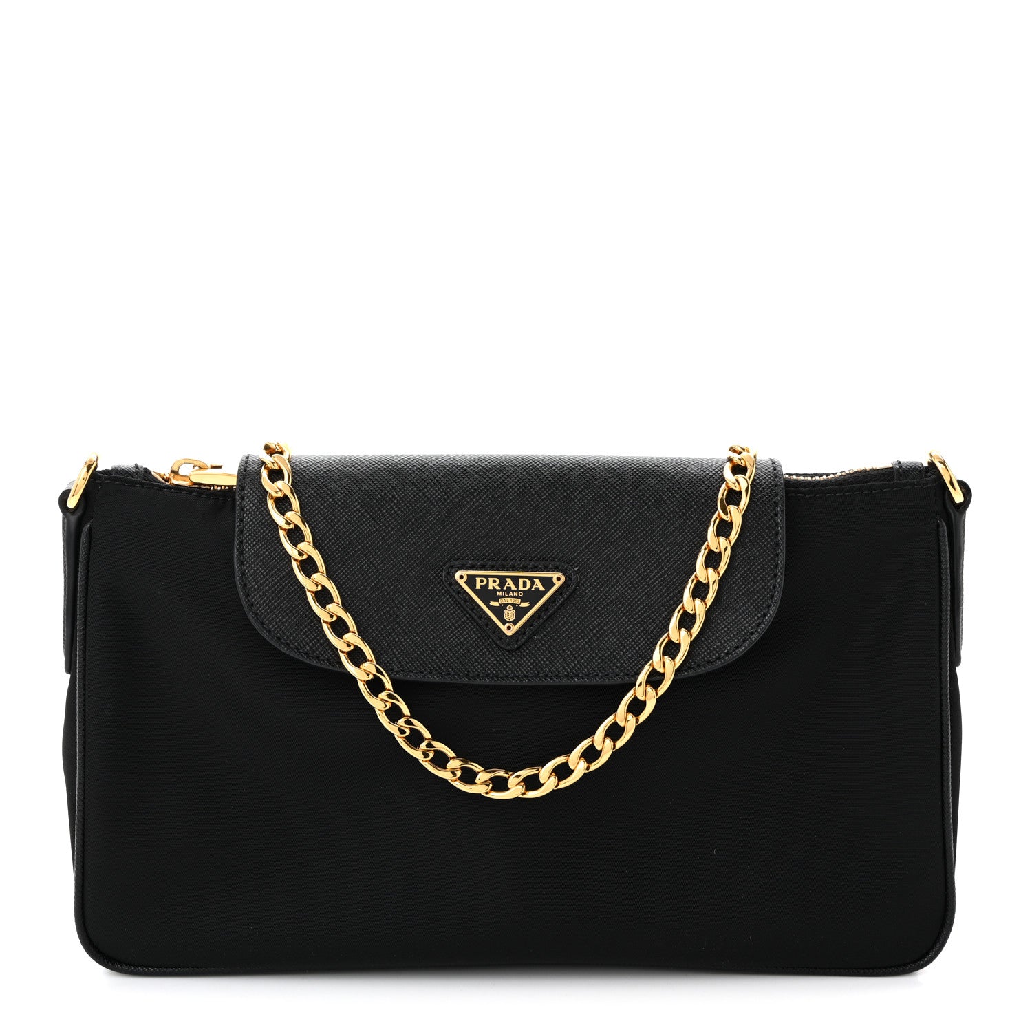 Prada Tessuto Nylon Saffiano Crossbody Bag Black 1 of 10