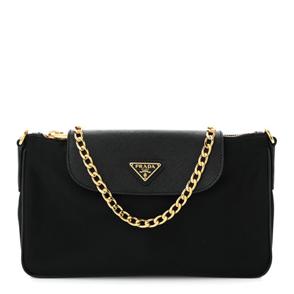 Prada Tessuto Nylon Saffiano Crossbody Bag Black 1 of 10