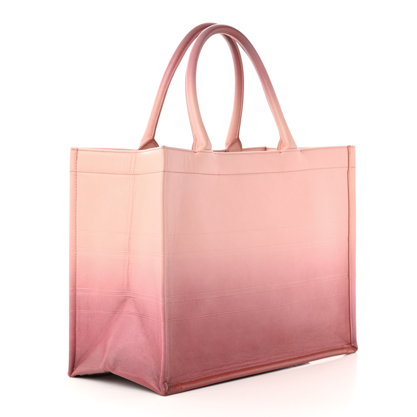 Gradient Smooth Calfskin Embossed Medium Book Tote Pink