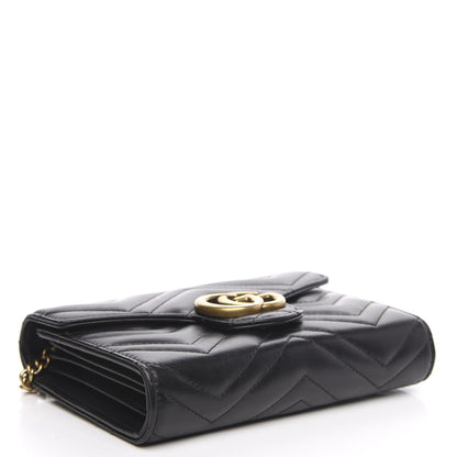 Gucci Calfskin Matelasse GG Marmont Chain Wallet Black 4 of 12