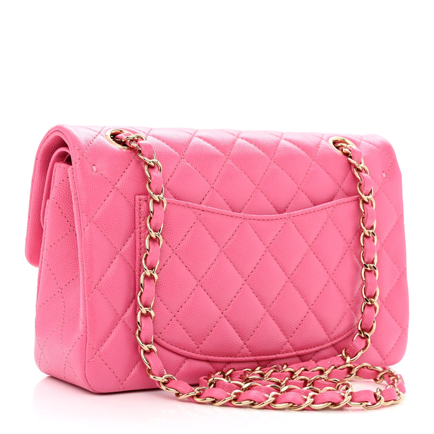 Caviar Quilted Small Double Flap Pink