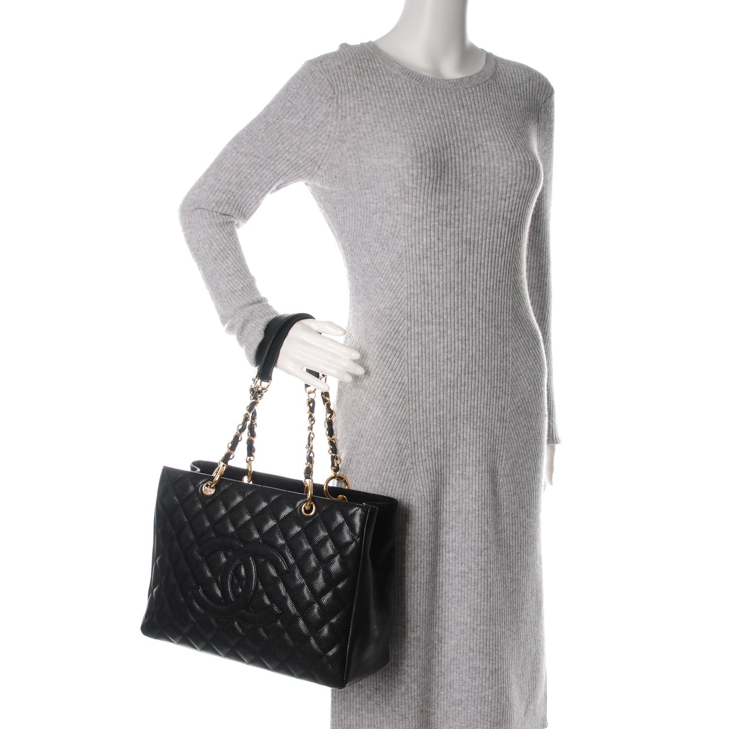 Caviar Quilted Grand Shopping Tote GST Black