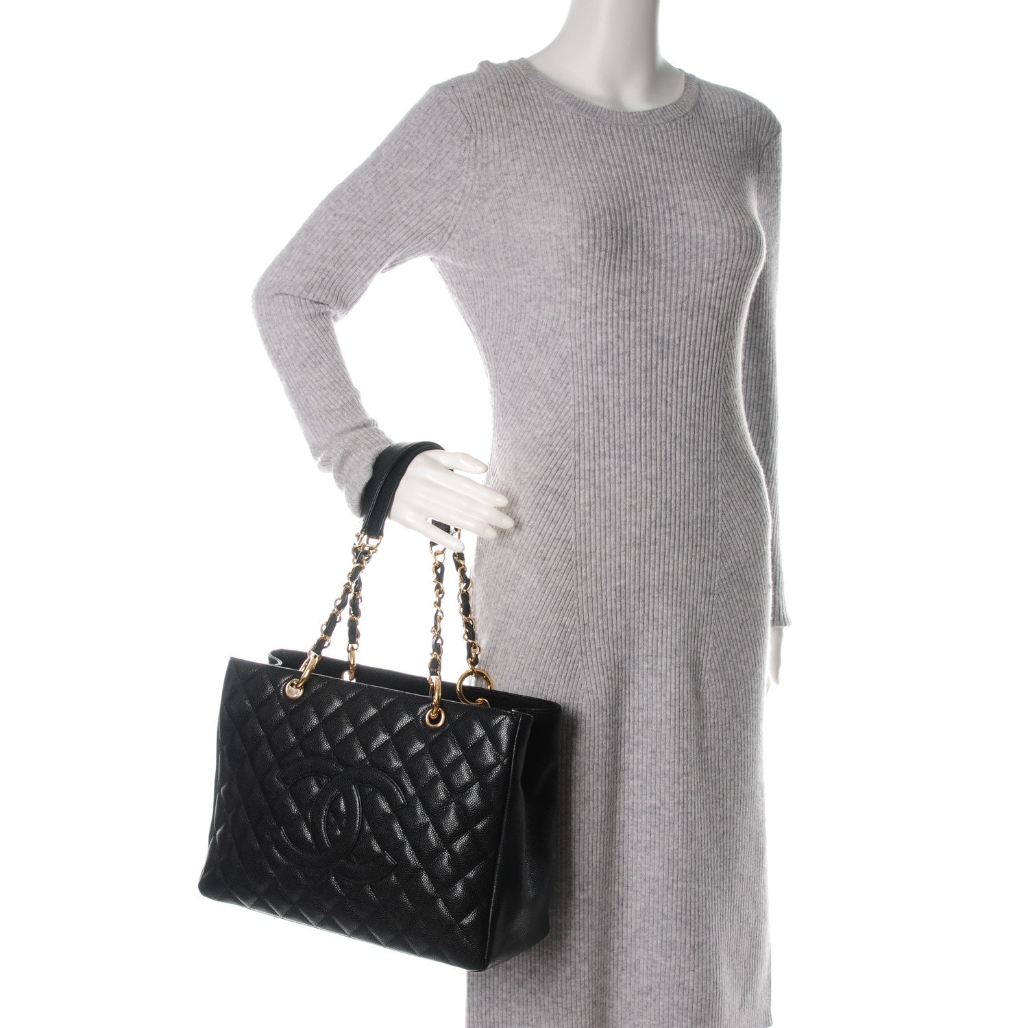 Chanel Caviar Quilted Grand Shopping Tote GST Black 2 of 7