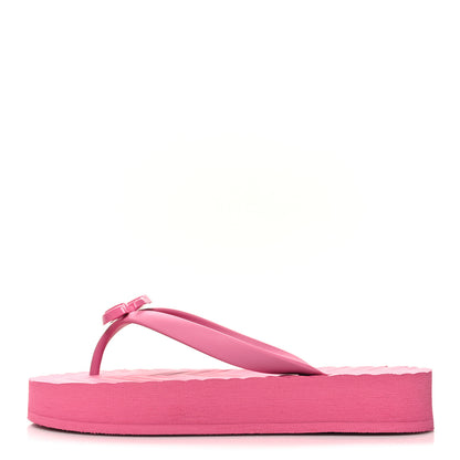 Gucci Rubber Chevron Womens GG Thong Sandals 36 Pink Tropical Flower 1 of 8