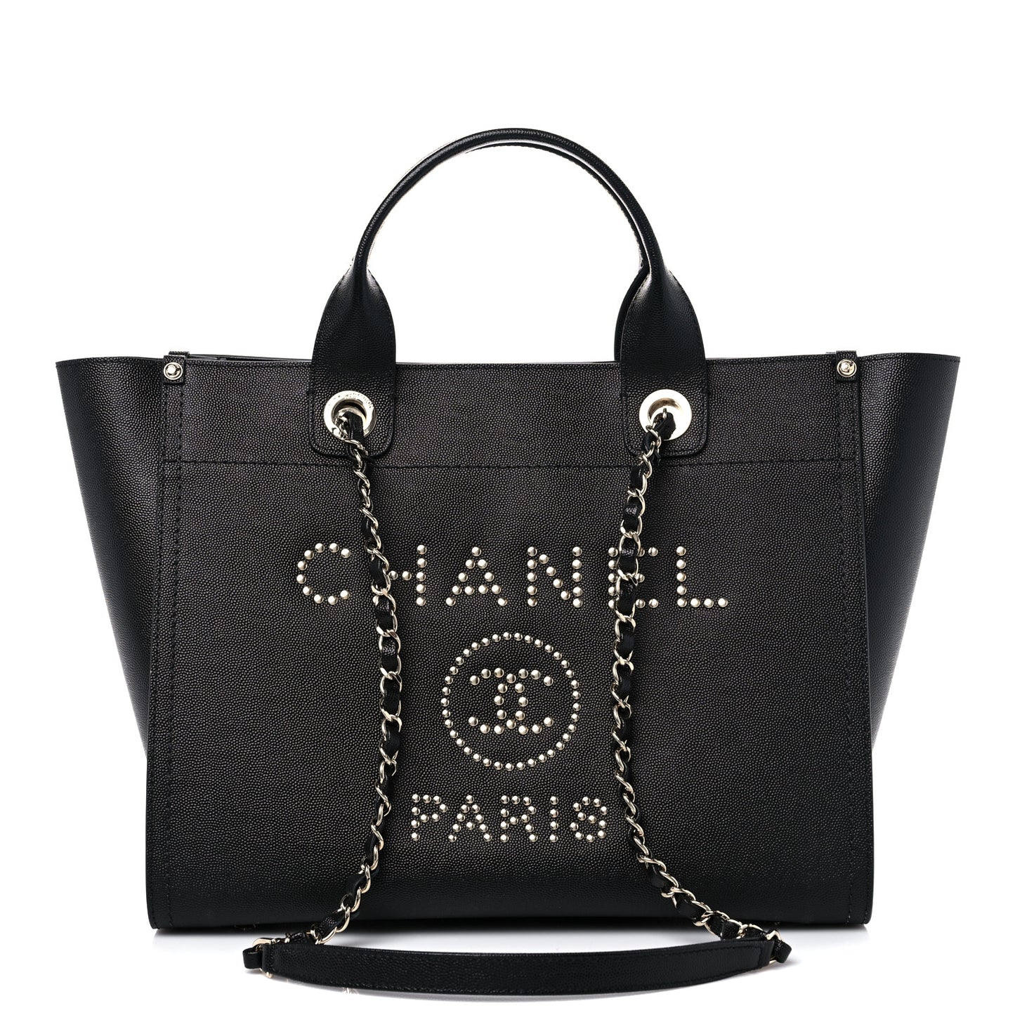 Caviar Small Studded Deauville Tote Black