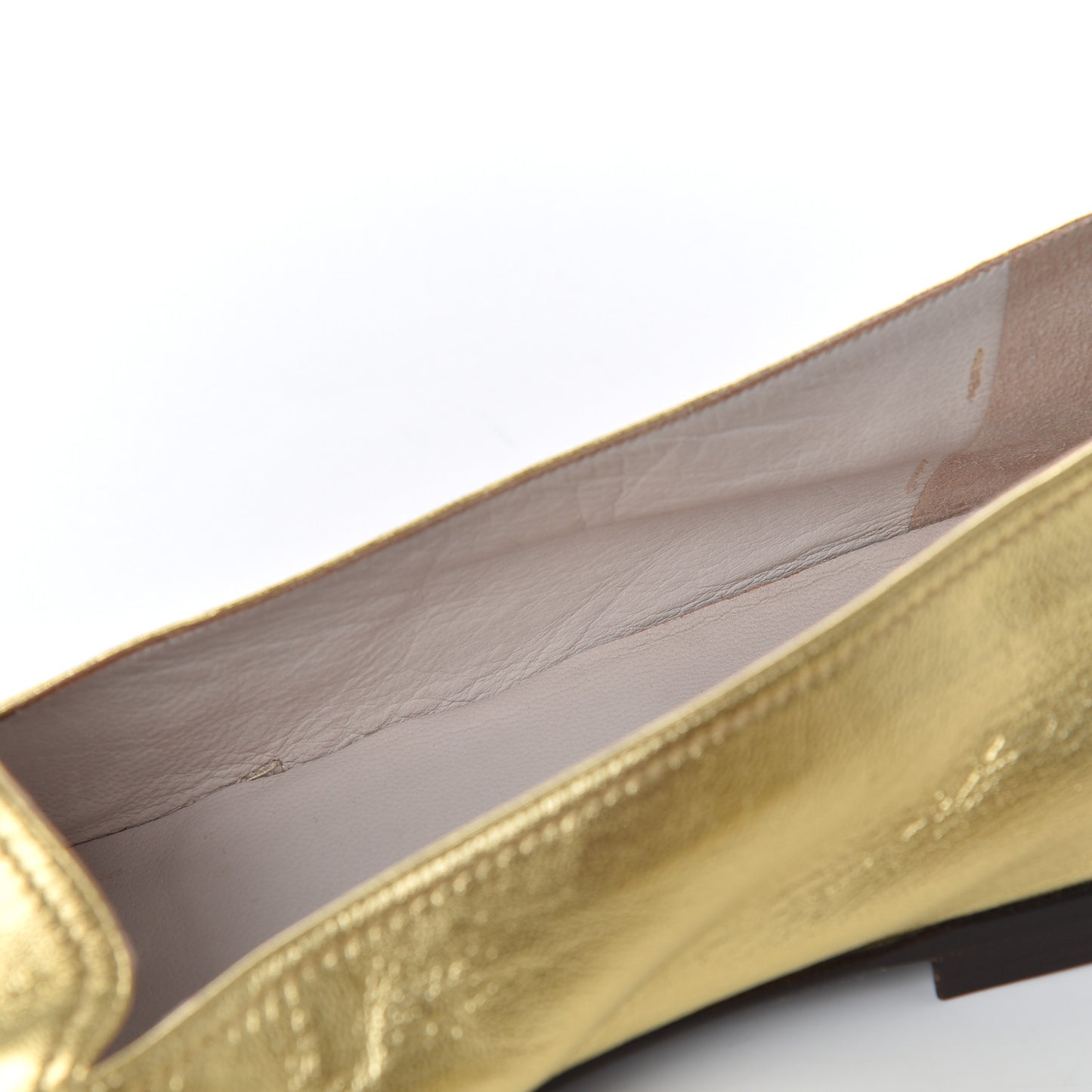 Metallic Lambskin CC Mocassin Loafers 38.5 Gold