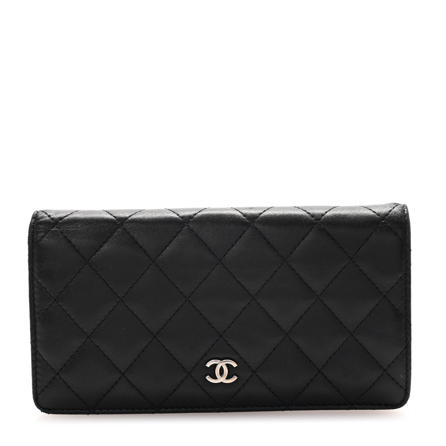 Lambskin Quilted Yen Wallet Black