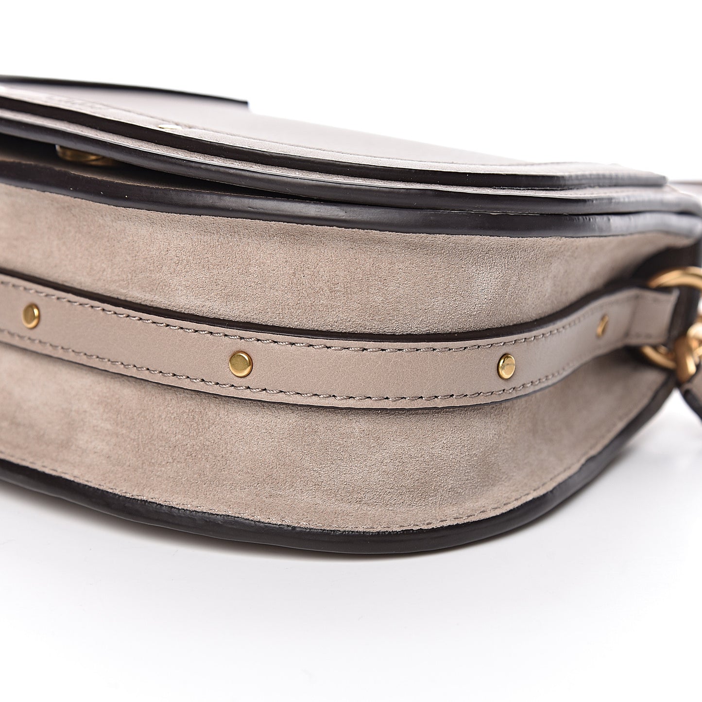 Calfskin Suede Small Nile Bracelet Bag Motty Grey