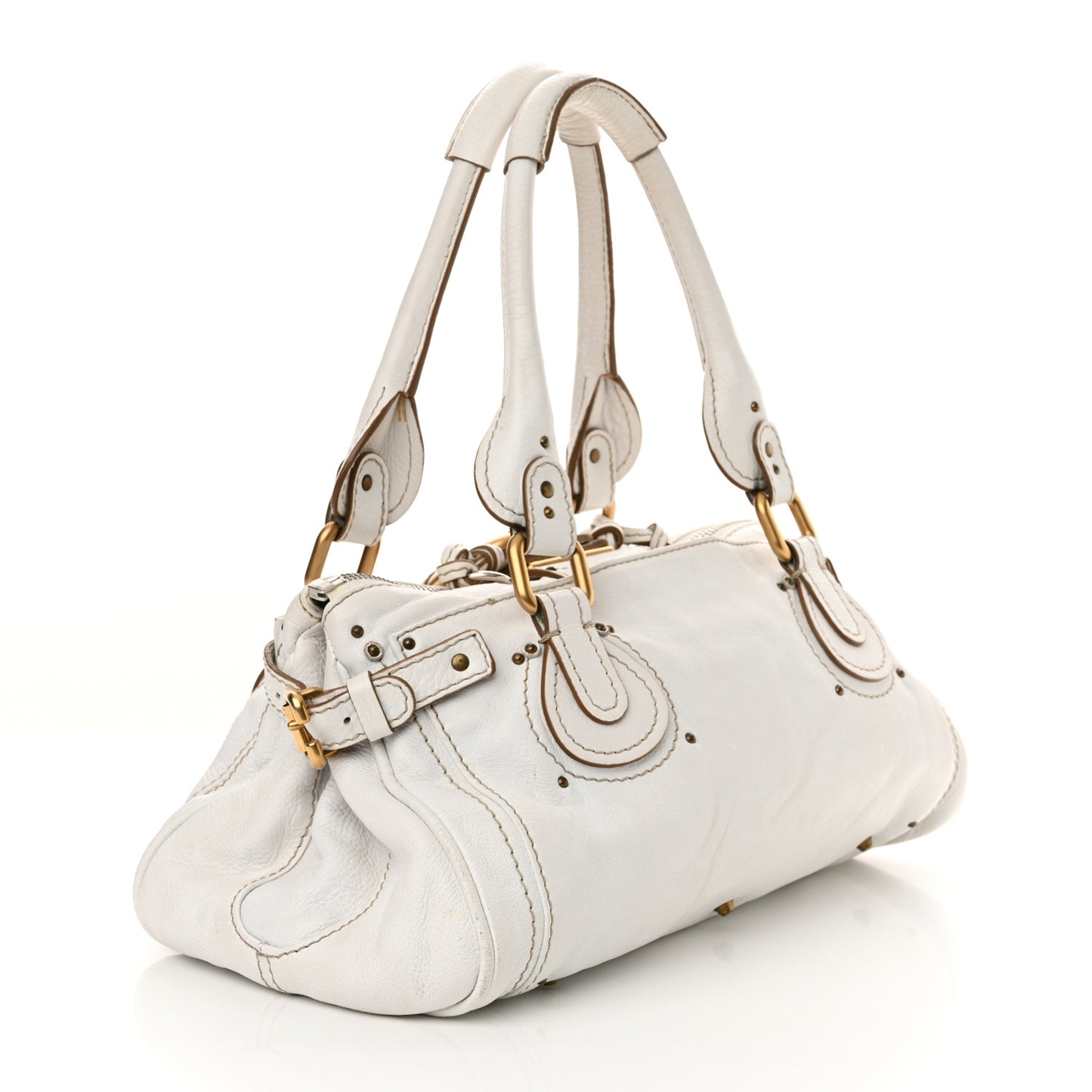 Calfskin Medium Paddington Satchel White