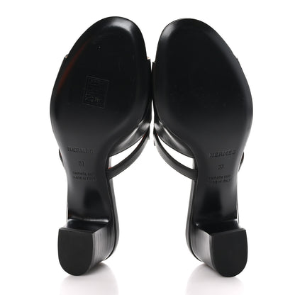 Hermes Goatskin Candy Sandals 37 Black 4 of 8