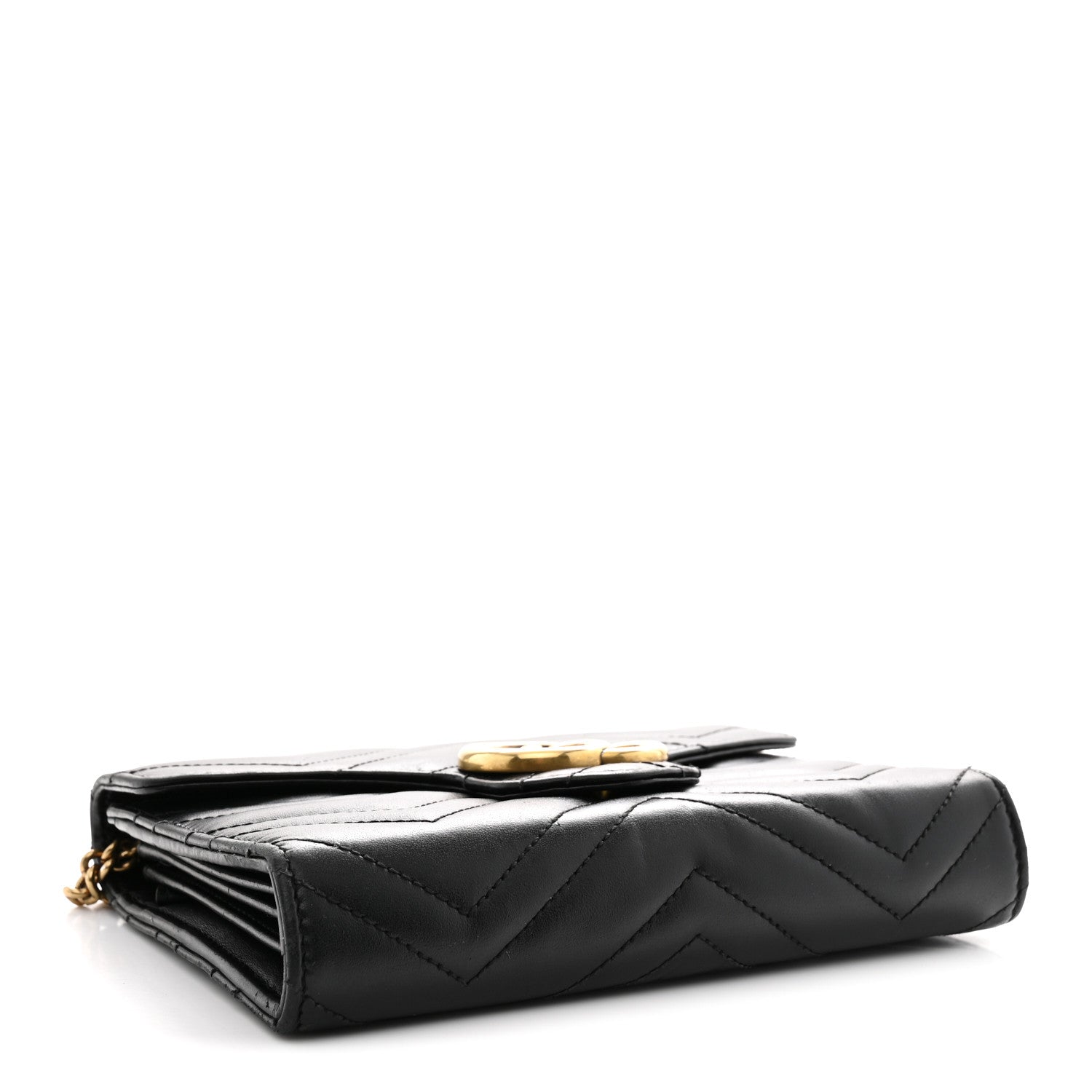 Gucci Calfskin Matelasse GG Marmont Chain Wallet Black 4 of 11