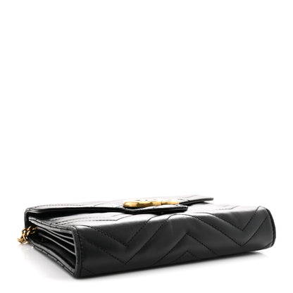 Gucci Calfskin Matelasse GG Marmont Chain Wallet Black 4 of 11