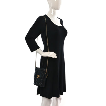 Gucci Calfskin Matelasse Mini GG Marmont 2.0 Bucket Bag Black 2 of 9