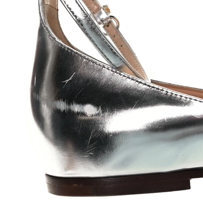 Valentino Garavani Patent Tan-Go Ballerina Flats 40.5 Silver 10 of 11