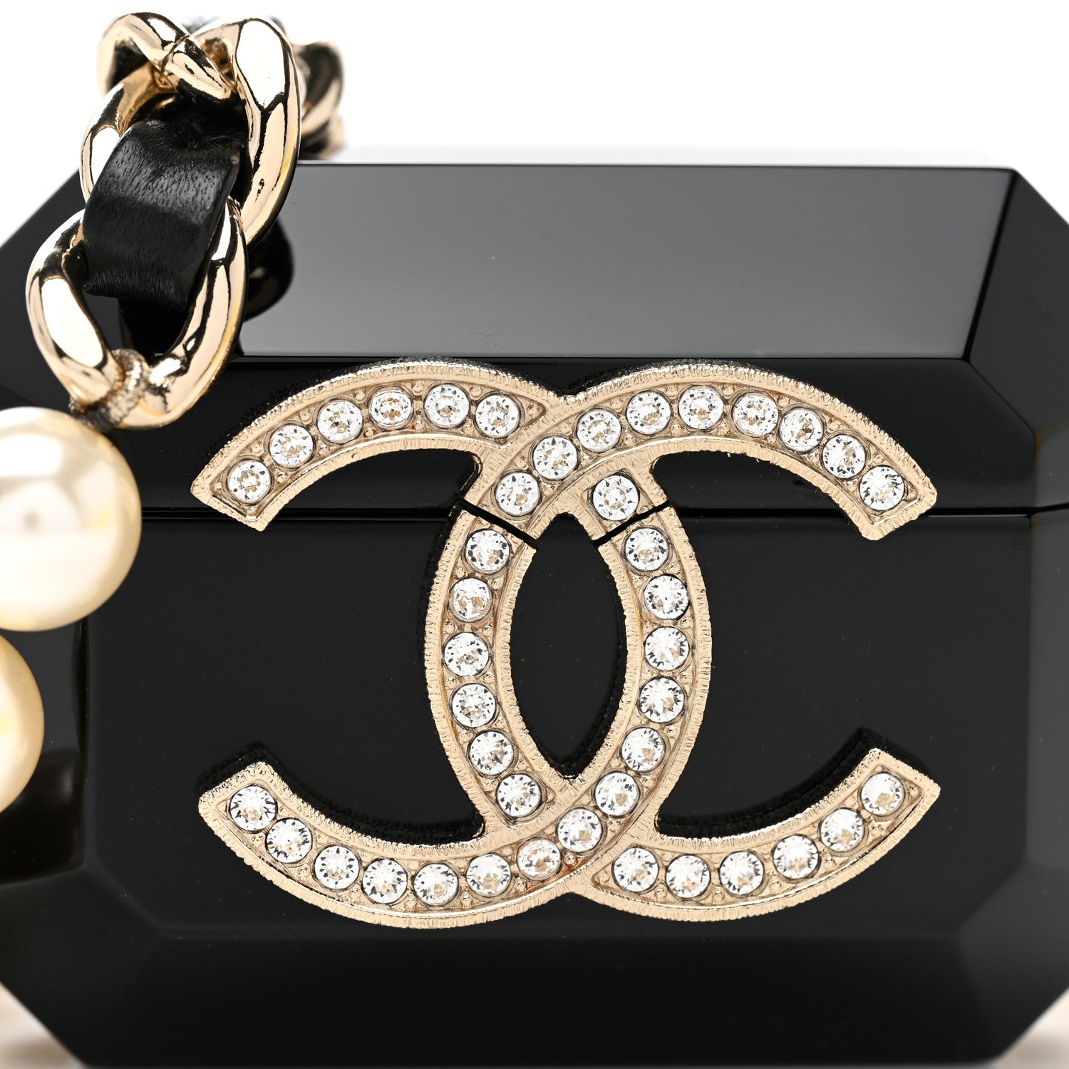 Chanel Resin Crystal Pearl Airpods Pro Holder Necklace Black Pearly White 7 of 7