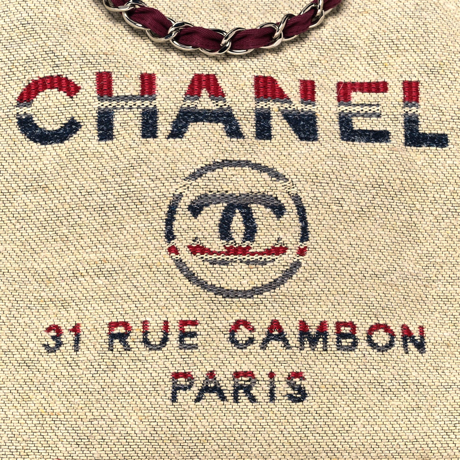 Chanel Striped Canvas Medium Deauville Tote Beige 8 of 13