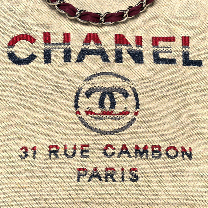 Chanel Striped Canvas Medium Deauville Tote Beige 8 of 13