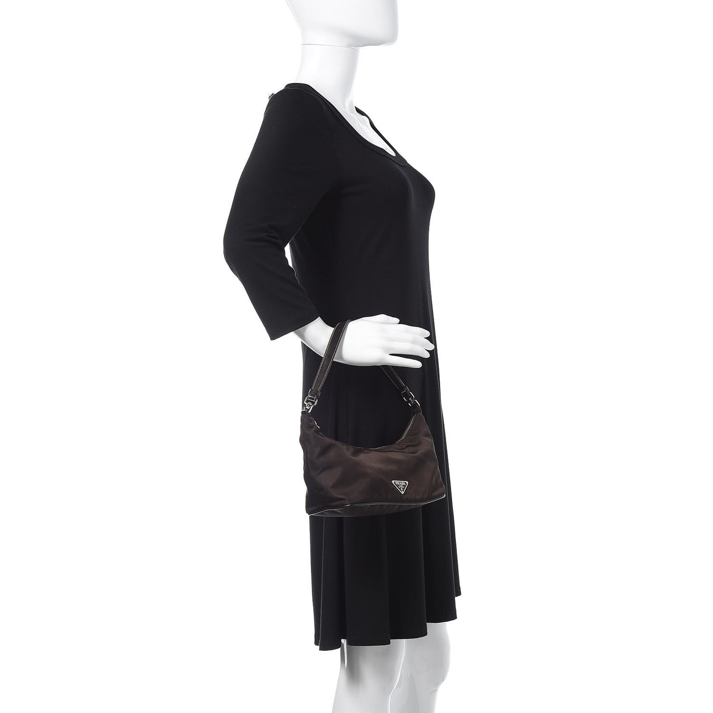Tessuto Nylon Pochette Bag Ebano