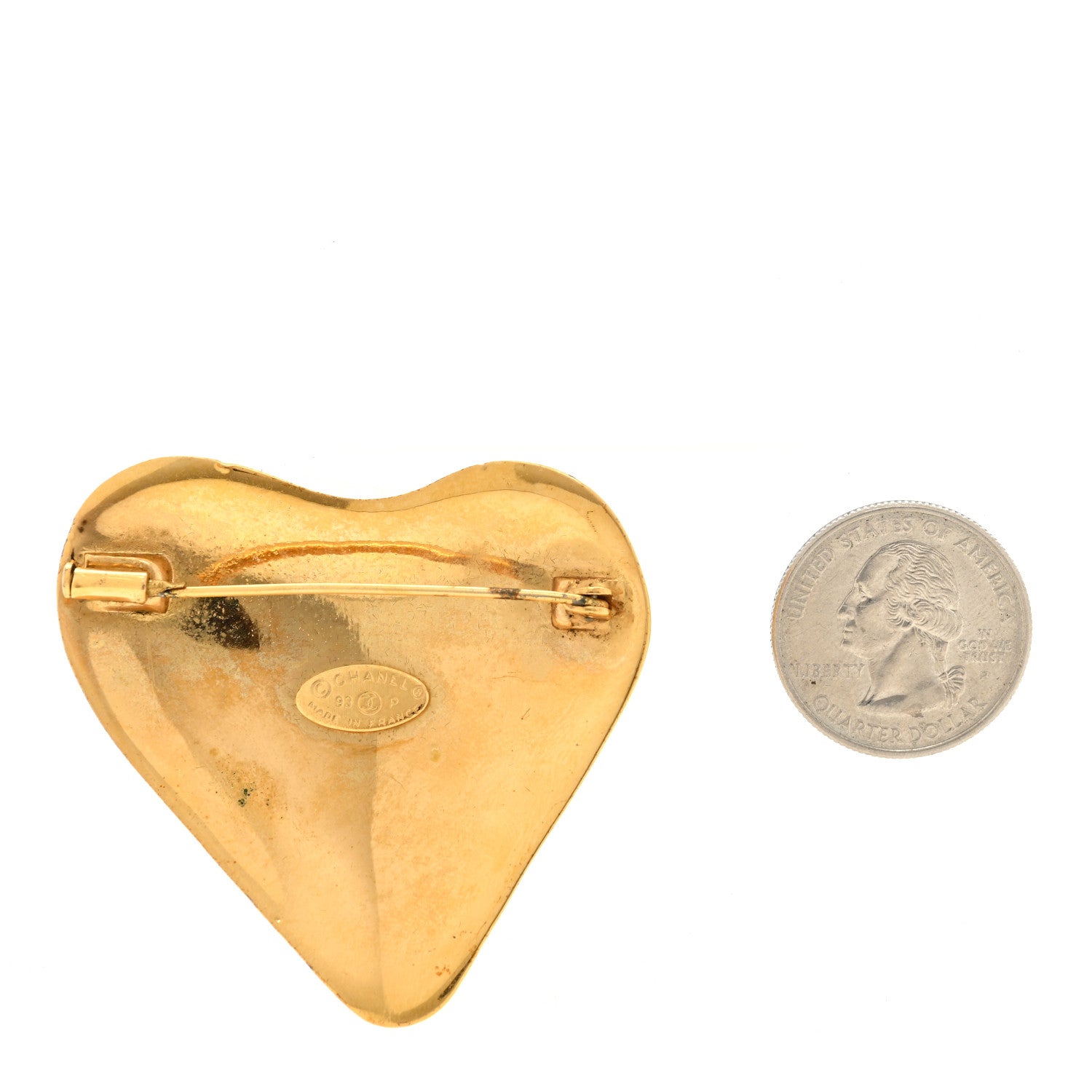 Chanel Metal CC Heart Shaped Brooch Gold 2 of 3
