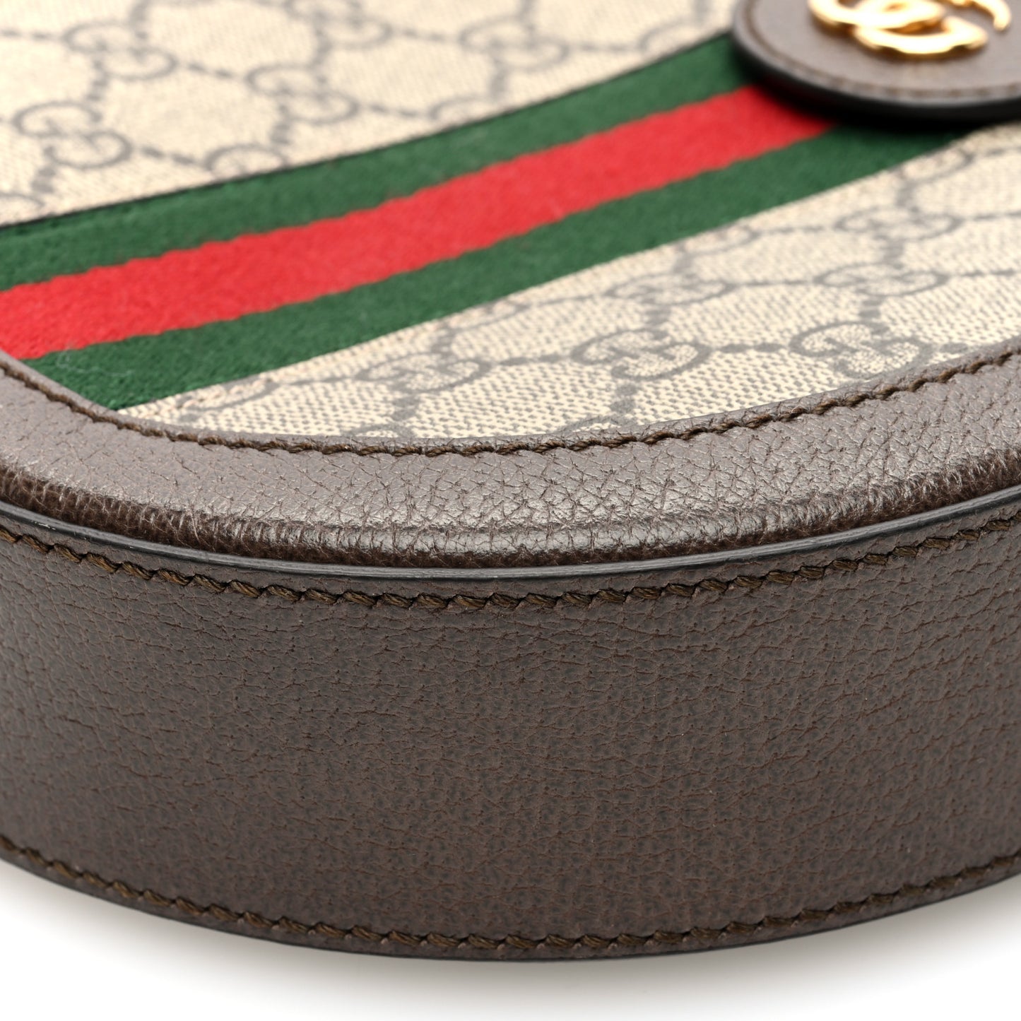 GG Supreme Monogram Web Mini Ophidia Round Shoulder Bag Brown