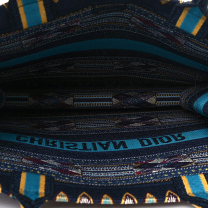 Christian Dior Canvas Embroidered Book Tote Blue Multicolor 5 of 11