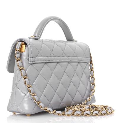 Chanel Lambskin Quilted Small Flap Top Handle Bag Grey 2 of 10