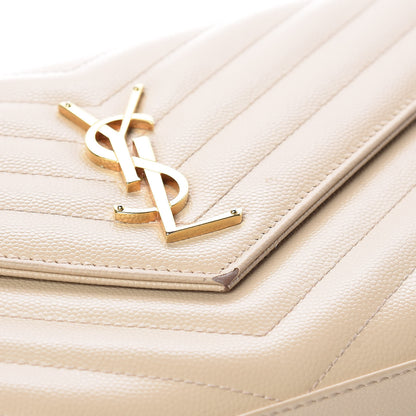 Saint Laurent Grain De Poudre Matelasse Chevron Monogram Chain Wallet Nude Powder 10 of 15