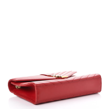 Saint Laurent Lambskin Matelasse Medium Monogram Satchel Lipstick Red 5 of 11