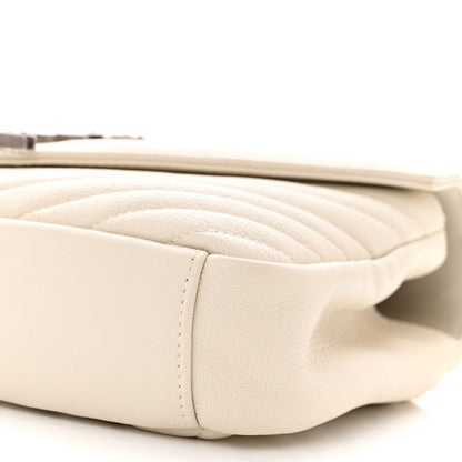 Saint Laurent Sheepskin Matelasse Chevron Monogram Medium College Bag Dove White 10 of 11