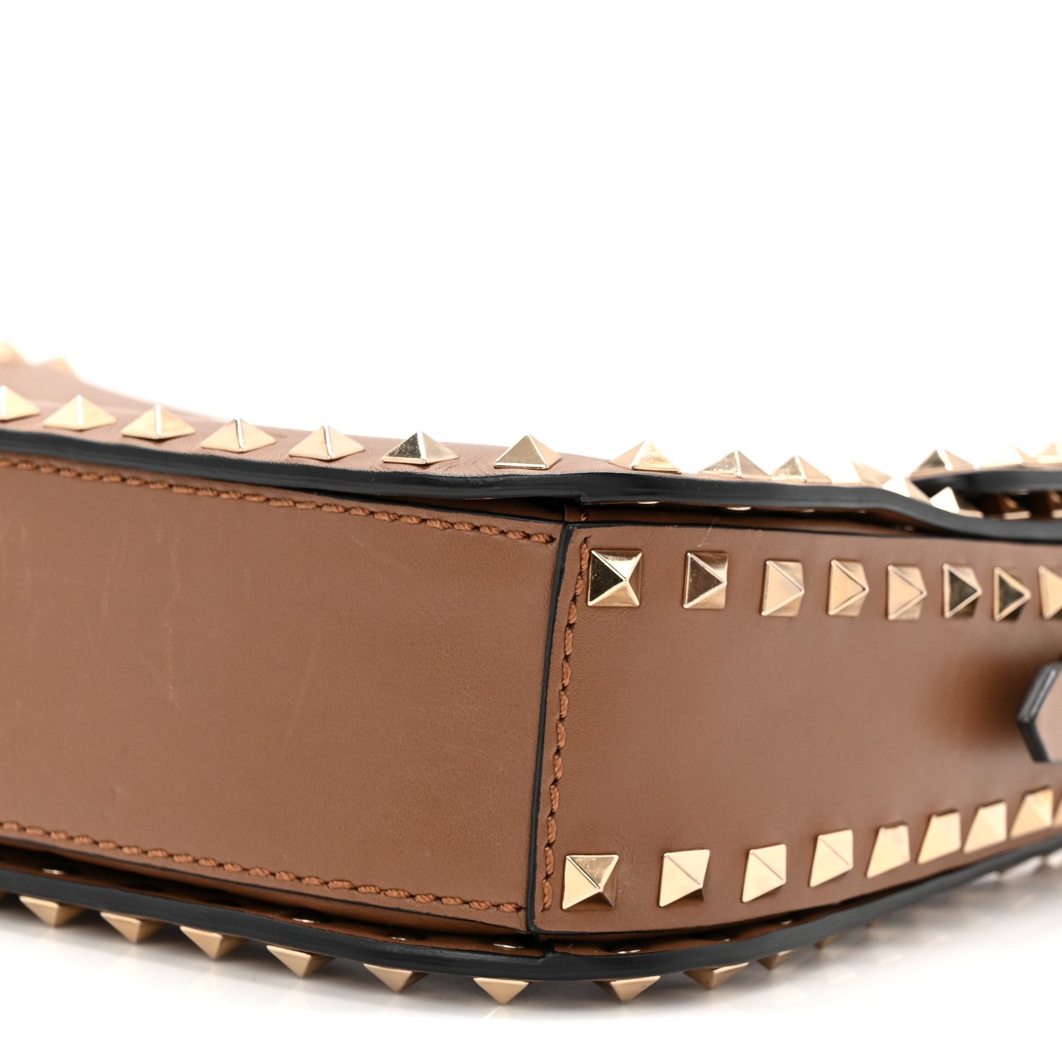 Valentino Garavani Vitello Medium Rockstud Flap Saddle Bag Brown 9 of 9