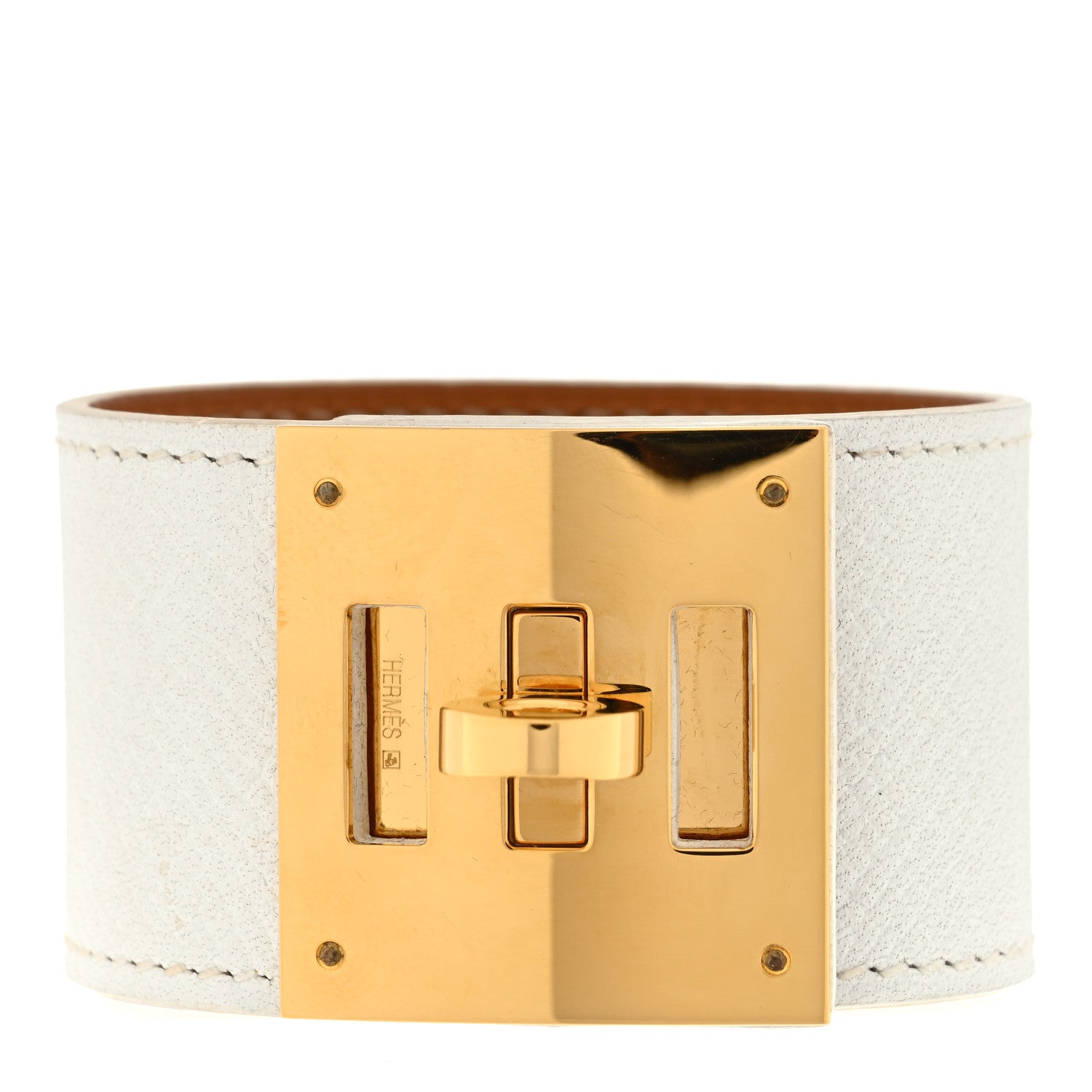 Hermes Epsom Kelly Dog Bracelet White 1 of 4