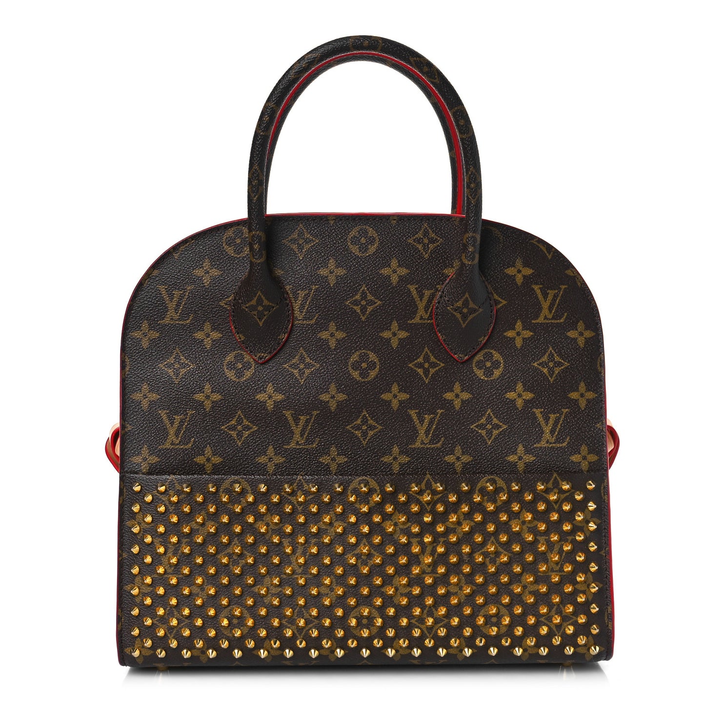Monogram Calf Hair Spikes Iconoclasts Christian Louboutin Tote Red