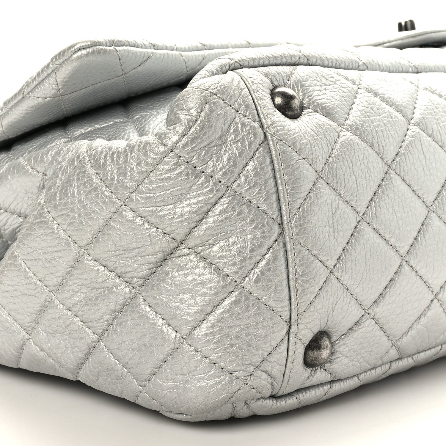 Chanel Metallic Calfskin Quilted Small XXL Travel Flap Bag Silver 8 of 9