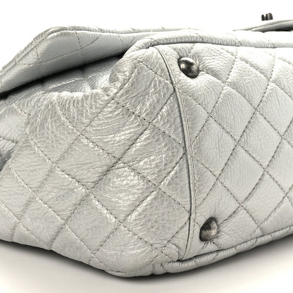 Chanel Metallic Calfskin Quilted Small XXL Travel Flap Bag Silver 8 of 9