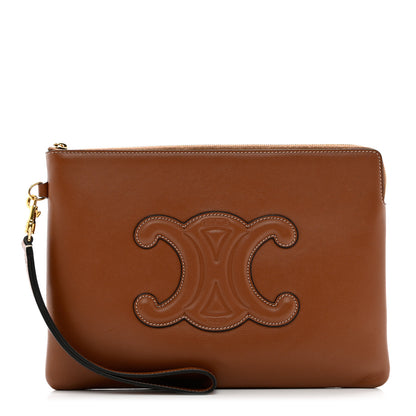 Celine Smooth Calfskin Cuir Triomphe Pouch Tan 1 of 7