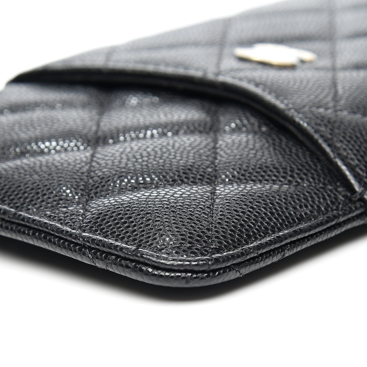 Caviar Quilted Classic Flat Wallet Pouch Black
